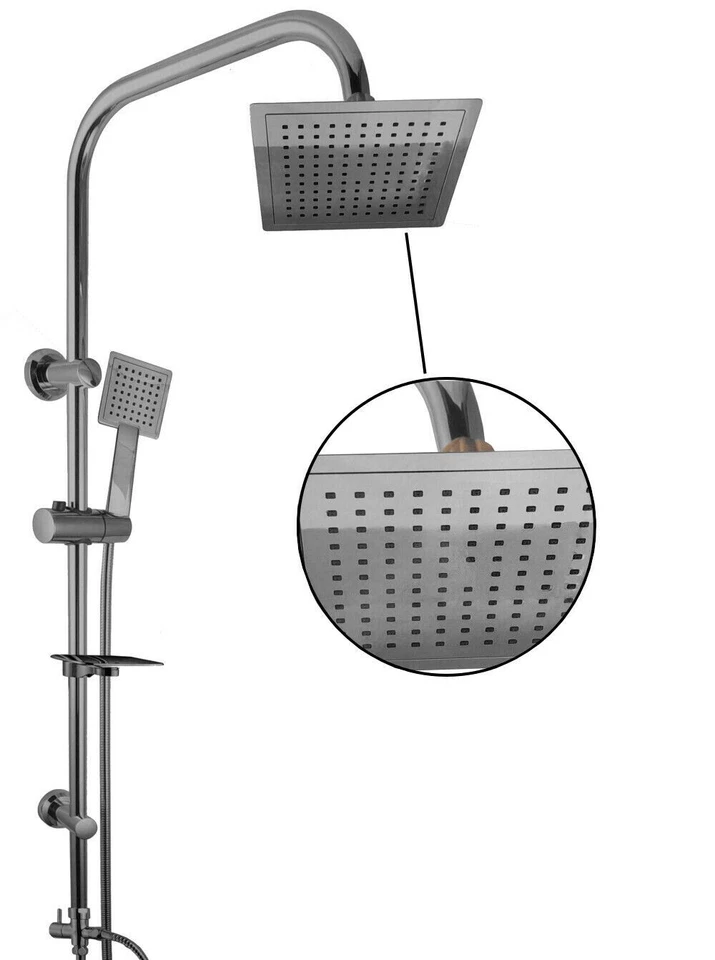 Asta saliscendi cromata colonna doccia soffione fisso doccetta set doccia