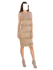 Amy Vermont Etui Leder Kleid taupe Gr. 42 0317340859 (G) - Bild 1 von 5