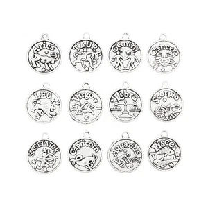 Tierkreis Antik Silberton Charms 2-seitig - 1 Set 12 Stück - SC7002 - Bild 1 von 2