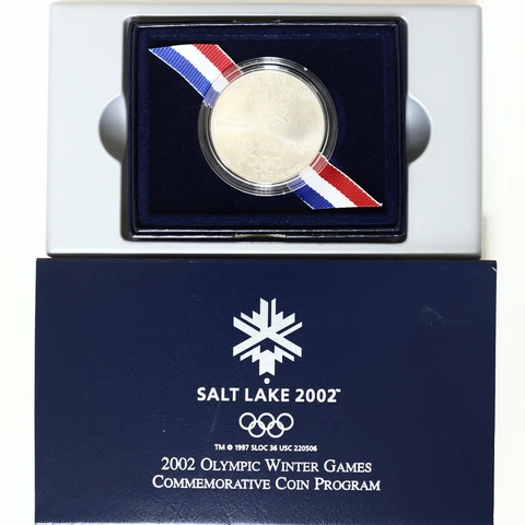 2002 P Winter Olympics Salt Lake City BU Commem 90% Silver Dollar OGP & COA Cover