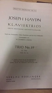 J Haydn: Trío de piano número 15: partitura musical - Imagen 1 de 1