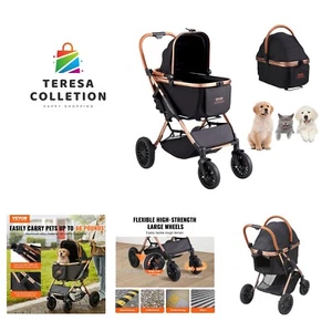 3 in 1 Large Pet Stroller for Dogs Cats Up to 66lbs, 4 Wheels Dog Stroller fo... - Picture 1 of 11