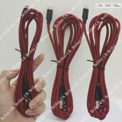 3Pack 10Ft Braided USB Charger Cable For iPhone 14 13 12 11Pro iPad XR Data Cord - Image 1 of 4