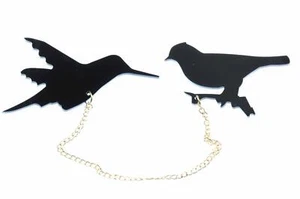 Birds Doppelbrosche Bird Brooch Sparrow Chain Miniblings Pin Freshwater Cultured - Picture 1 of 4