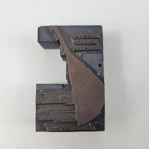 Printing Letterpress Printers Block McGuire's Bamboo Lawn Rake Yard Tool - Picture 1 of 6