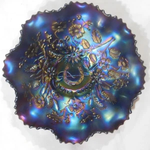 BEAUTIFUL Purple Northwood Carnival Glass Good Luck Bowl Electric Highlight - Picture 1 of 5