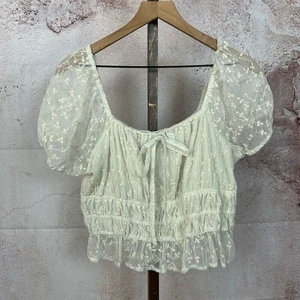 JAPNA fairycore festival crop top size XL cottagecore ramantic feminine shirt - Picture 1 of 5