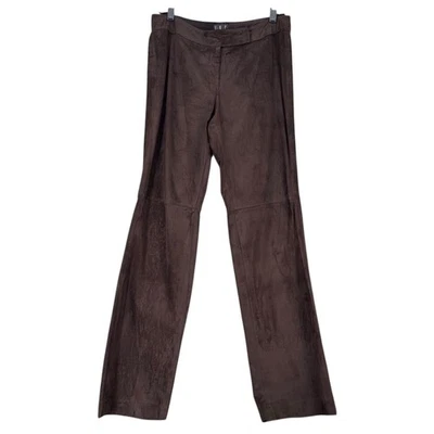 INC International Concepts Genuine Leather Suede Brown Wide Leg Pants Size 10 - Image 1 of 4
