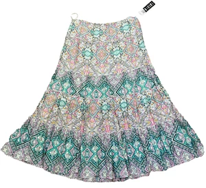 NUEVO CON ETIQUETAS Style & Co Talla PL Multicolor Multipatrón Boho Maxi Falda Completa en Niveles - Imagen 1 de 8