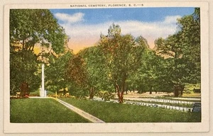 National Cemetery Florence South Carolina Natural Color Vintage Postcard - Picture 1 of 2