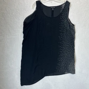 Eileen Fisher Womens SP Black Sleeveless Asymmetrical Side Drape Silk Shell Tank - Picture 1 of 9