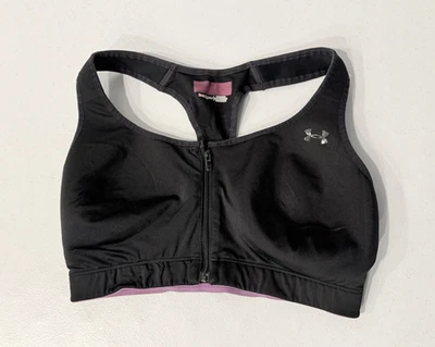 Sujetador deportivo Under Armour vintage talla 34DD negro HeatGear cremallera frontal inalámbrico Foto 1 de 4