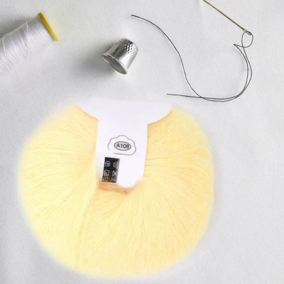 Beliebte Soft Mohair Pashm Knit Angora Lange Wolle Garn Hot (hellgelb) - Bild 1 von 4