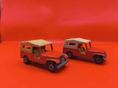 Pair Of 2 MATCHBOX S/F NO. 53-C JEEP CJ 6 RED BODY, YELLOW INT. M UNBOXED! - Image 1 of 4