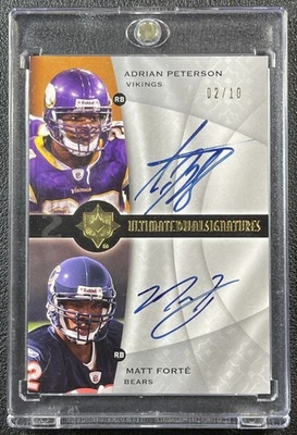 ADRIAN PETERSON MATT FORTE 2009 UPPER DECK ULTIMATE COLL #D-PF DUAL AUTO 02/10 - Image 1 of 2