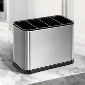 Edelstahl Besteckhalter Abtropfkorb Besteckständer Utensilienhalter 4 Fächer - Bild 1 von 16