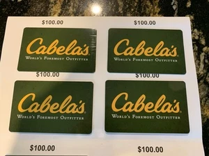 4x $100 Dollar Cabelas Gift Cards. Free Shipping! - Picture 1 of 1
