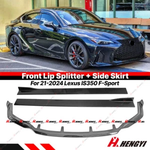 For 2021-2025 Lexus Is350 F-Sport Carbon Look Front Lip Splitter + Side Skirt - Picture 1 of 22