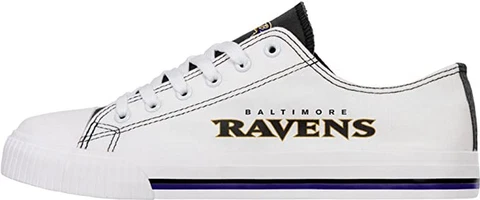 BALTIMORE RAVENS MEN SNEAKER SZ 10 PRINT LOGO WHITE LOW CANVAS CHUCK STYLE NIB Cover
