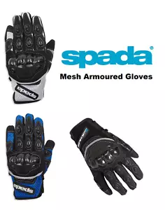 Spada Mesh Motorcycle Gloves Ventilated Blue White Black Small Medium Motorbike - Picture 1 of 8