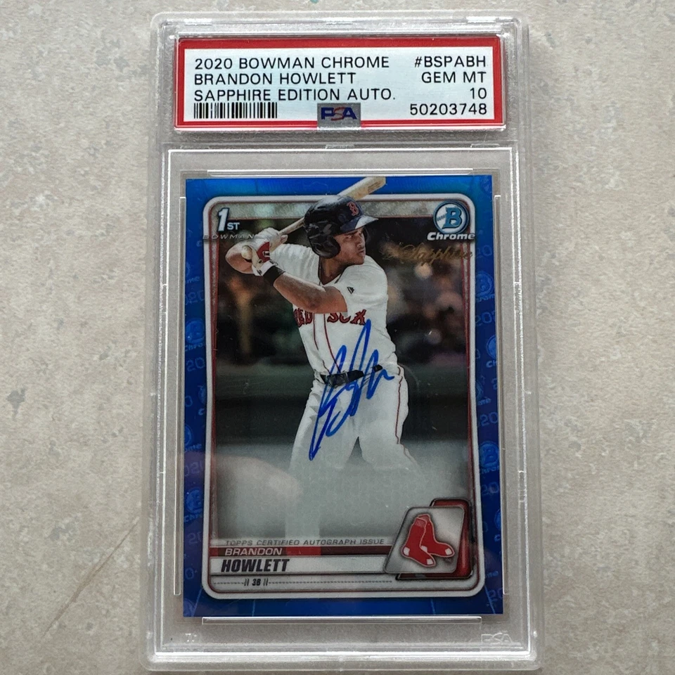 2020 Bowman Chrome Sapphire Edition Prospect Brandon Howlett PSA 10 MINT Auto - Image 1 of 3