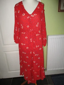 PRINCIPLES SIZE 14 WOMENS RED FLORAL MAXI DRESS - Picture 1 of 5