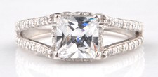Solid 14KT White Gold 3.75 Carat Princess Shape Solitaire Engagement Ring 