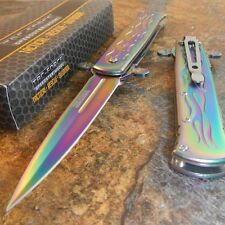 TAC-FORCE Rainbow Titanium Spring Assisted Opening Folding Pocket Knife NEW!