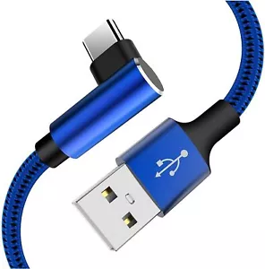 Câble USB Type C Extra Long Angle Droit (Pack de 2 10FT) Chargeur Rapide A Bleu - Photo 1 sur 7