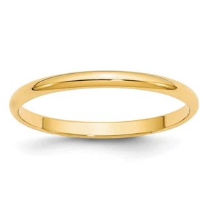 10k Yellow Gold 2mm Lightweight Half Round Wedding Band Ring Size 9 for Women - Picture 1 of 5