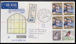 1965 Australia 4'3 Uprated 5d Christmas Block FDC 2'3 Wren Bird Registered - Picture 1 of 3