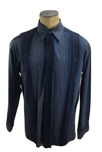 Concepts by Claiborne Long Sleeve Button Up Blue Stripe Dress Shirt Men's Size L - Picture 1 of 5