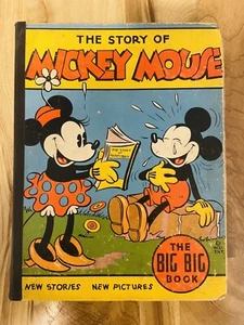 Rare The Story Of Mickey Mouse The Big Book 1935 Walt Disney - Imagen 1 de 10