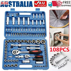 108Pcs Socket Ratchet Wrench Set Spanner External Torx Screwdriver Bit 1/2" 1/4" - Picture 1 of 17