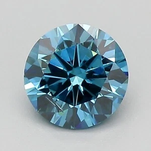 Lab Grown / Created IGI Certified Round 0.91ct SI2 Diamond Fancy Deep Blue - Picture 1 of 2