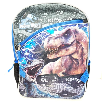 Jurassic World T Rex Raptor Blue Black Backpack Dinosaurs  School Bag Travel - Image 1 of 4