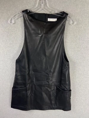 Zara Womens Dress 13 14 Black Vegan Leather Jumper Grunge Goth - Image 1 of 4