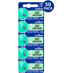 Murata 337 (SR416SW) Silver Oxide Watch Battery (50 Pack) - Replaces Sony 337 - Picture 1 of 8