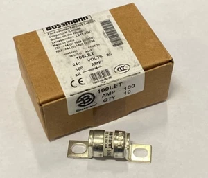 Fusible, 100 Amperios, 240 Voltios, 100LET, Bussmann, 10 piezas por caja mfg - Imagen 1 de 6