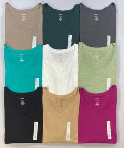 Women's Sonoma Plus Size The Everyday Tee Long Sleeve V-Neck Cotton Shirt - Picture 1 of 10
