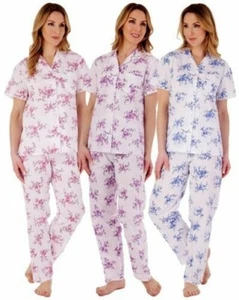 Mujer Slenderella Pijama Floral Manga Corta 100% Tejido de Algodón Set Pijama - Imagen 1 de 13