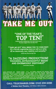 TAKE ME OUT~2003 Broadway Poster~ Daniel Sunjata ~Denis O'Hare~ Frederick Weller - Imagen 1 de 1