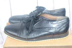Bacco Bucci Studio Black Leather Oxford Wingtips with White Bottoms - Picture 1 of 7