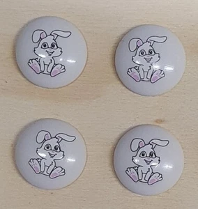 Round Childrens Printed Character Shank Buttons Bunny Rabbit Design 15mm - Picture 1 of 16
