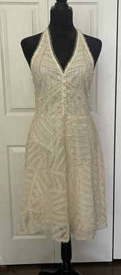 VESTIDO HALTER CON VOLANTES Y2K ARDEN B MARFIL TALLA M BABYDOLL DE HADAS ROMÁNTICO  Foto 1 de 4