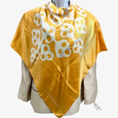 Logo Givenchy Vintage 100% Seda Satinado Blanco Naranja 34"x34"(58 Foto 1 de 4