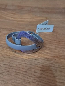 Saachi strukturiertes silbernes und graues Leder Schleifenarmband - UVP 48,00 $ - Bild 1 von 4