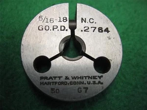 1 Medidor de anillo de rosca GO NOGO GO 5/16-18 NC PRATT & WHITNEY GO PD .2764 - Imagen 1 de 1