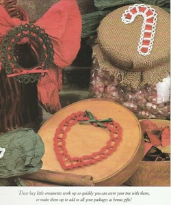 Christmas Candy Cane, Wreath & Heart Ornaments - Crochet Pattern ONLY - Picture 1 of 2