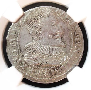 Poland: Sigismund III 6 Groszy 1596, Gum-1151, AU58 NGC. Marienburg mint. - Picture 1 of 4